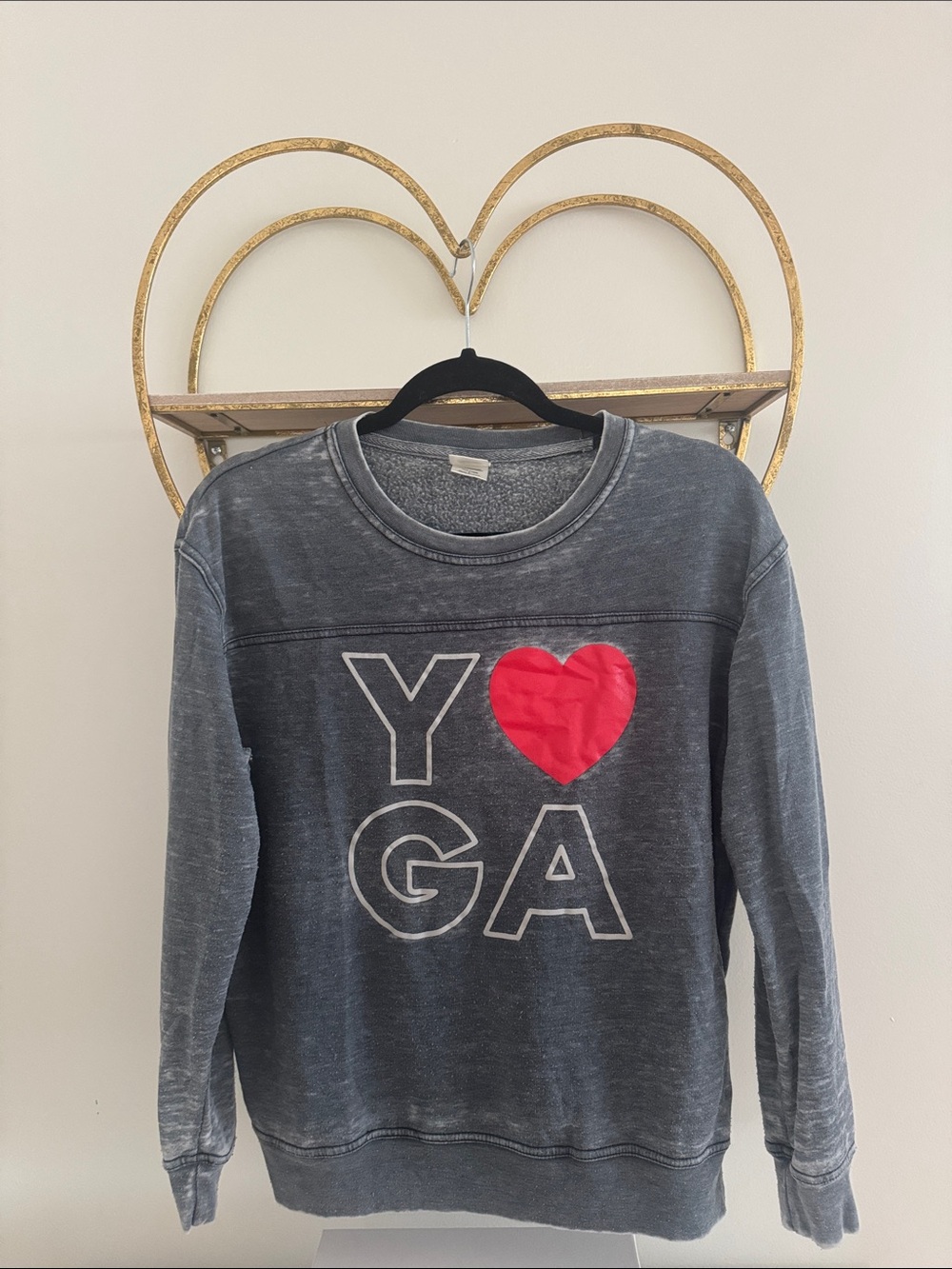 Freeze Women's Gray Graphic 'Y♥GA' Sweatshirt with Red Heart
